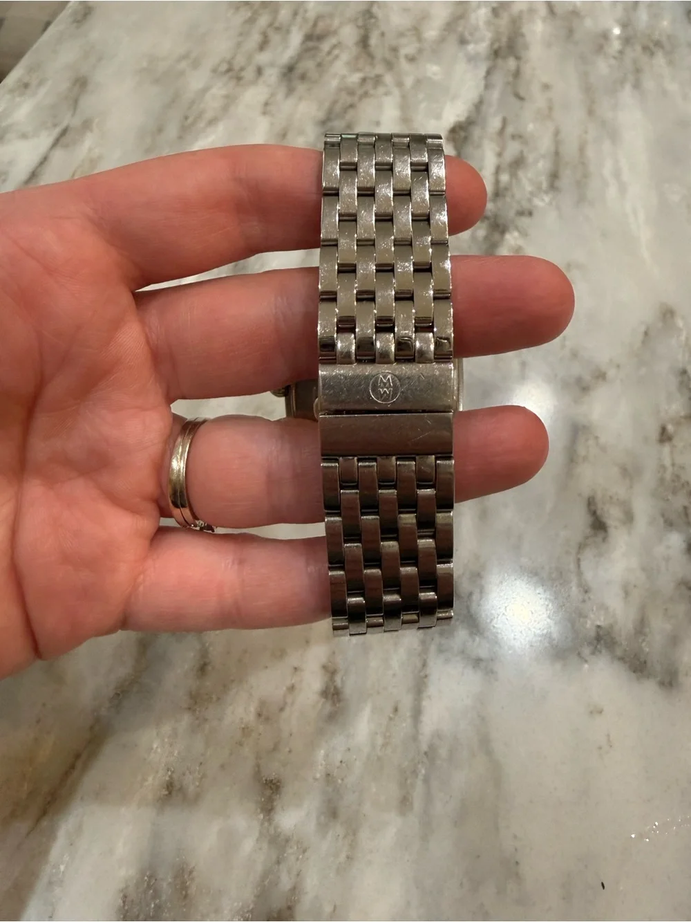 Michele Silver-Tone Diamond Bezel Bracelet Watch